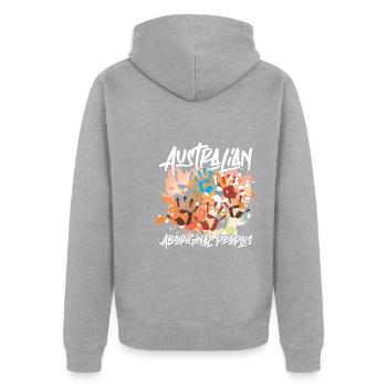 Australian Aboriginal - Unisex Premium Organic Zip Hoodie - heather grey - Back - Nico (187cm)
