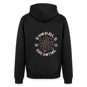 Symbols of Dreamtime - Unisex Premium Bio Zip Hoodie - Schwarz - Hinten - Nico (187cm)
