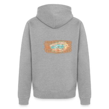 Aborigines - Unisex Premium Bio Zip Hoodie - Grau meliert - Hinten - Nico (187cm)