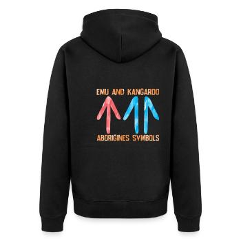 Emu Kangaroo Aborigines - Unisex Premium Bio Zip Hoodie - Schwarz - Hinten - Nico (187cm)