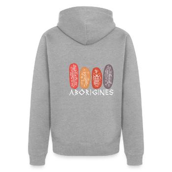 Aborigines - Unisex Premium Bio Zip Hoodie - Grau meliert - Hinten - Nico (187cm)