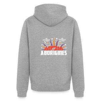 Aborigines - Unisex Premium Bio Zip Hoodie - Grau meliert - Hinten - Nico (187cm)
