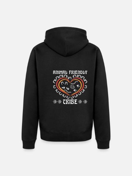 Animal Friendly Tribe - Unisex Premium Organic Zip Hoodie - black