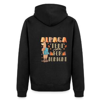 alpaca tent for tonight! - Unisex Premium Bio Zip Hoodie - Schwarz - Hinten - Nico (187cm)