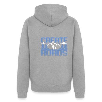 Create roads - Unisex Premium Bio Zip Hoodie - Grau meliert - Hinten - Nico (187cm)