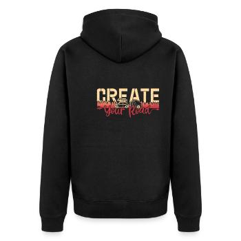 Create your road - Unisex Premium Bio Zip Hoodie - Schwarz - Hinten - Nico (187cm)