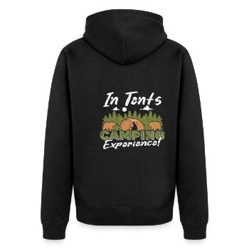 In tents camping experience! - Unisex Premium Organic Zip Hoodie - black - Back - Nico (187cm)