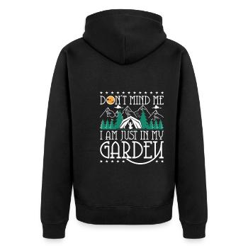 Don't mind me I am just in my garden - Unisex Premium Organic Zip Hoodie - black - Back - Nico (187cm)