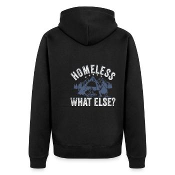 homeless What else? - Unisex Premium Organic Zip Hoodie - black - Back - Nico (187cm)