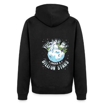 you and me under a billion stars - Unisex Premium Bio Zip Hoodie - Schwarz - Hinten - Nico (187cm)