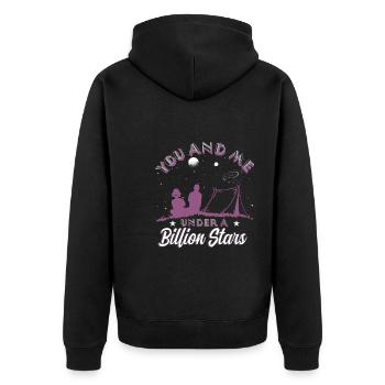 you and me under a billion stars - Unisex Premium Bio Zip Hoodie - Schwarz - Hinten - Nico (187cm)