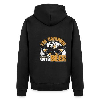 I'm camping Only show up with beer - Unisex Premium Organic Zip Hoodie - black - Back - Nico (187cm)