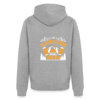 I'm camping Bring beer - Unisex Premium Bio Zip Hoodie - Grau meliert - Hinten - Nico (187cm)