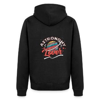 Astronomie - Unisex Premium Bio Zip Hoodie - Schwarz - Hinten - Nico (187cm)