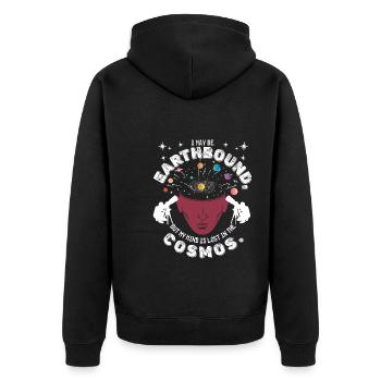 be earthbound, but my mind is lost in the cosmos. - Unisex Premium Organic Zip Hoodie - black - Back - Nico (187cm)