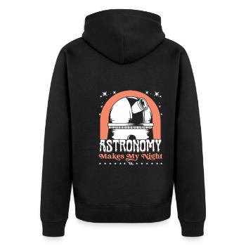 Astronomie macht meine Nacht - Unisex Premium Bio Zip Hoodie - Schwarz - Hinten - Nico (187cm)