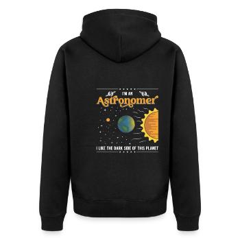 Ich bin Astronom - Unisex Premium Bio Zip Hoodie - Schwarz - Hinten - Nico (187cm)