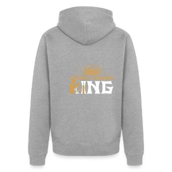 König der Kerzenherstellung - Unisex Premium Bio Zip Hoodie - Grau meliert - Hinten - Nico (187cm)