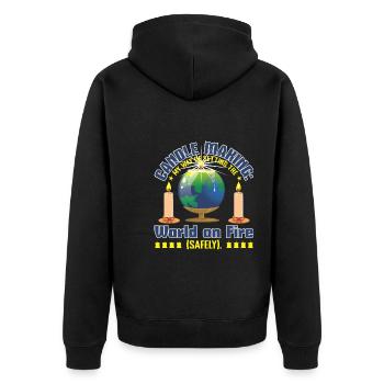 Kerzenherstellung: Die Welt in Brand setzen - Unisex Premium Bio Zip Hoodie - Schwarz - Hinten - Nico (187cm)