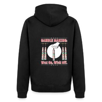 Fabrication de bougies : cire, mèche enlevée. - Veste à capuche bio Premium Unisexe - noir - Dos - Nico (187cm)