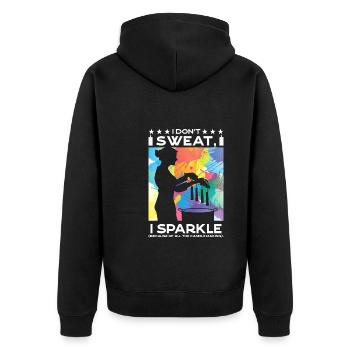 Ich funkle (wegen der vielen Kerzenherstellung). - Unisex Premium Bio Zip Hoodie - Schwarz - Hinten - Nico (187cm)