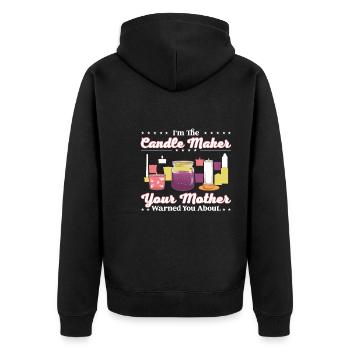 Ich bin der Kerzenmacher, vor dem dich deine Mutter gewarnt hat. - Unisex Premium Bio Zip Hoodie - Schwarz - Hinten - Nico (187cm)