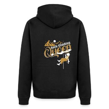 Rock Climbing Queen - Unisex Premium Organic Zip Hoodie - black - Back - Nico (187cm)
