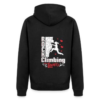 Rock Climbing Lover - Unisex Premium Organic Zip Hoodie - black - Back - Nico (187cm)