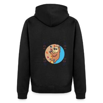 I climb like a sloth, but with more style - Unisex Premium Organic Zip Hoodie - black - Back - Nico (187cm)