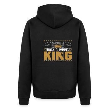 Rock Climbing King - Unisex Premium Organic Zip Hoodie - black - Back - Nico (187cm)