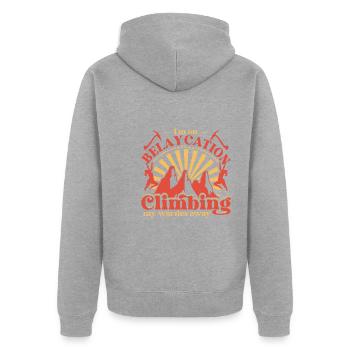 Je suis en train de m’assurer - j’évacue mes soucis - Veste à capuche bio Premium Unisexe - gris chiné - Dos - Nico (187cm)