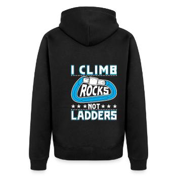 I climb rocks, not ladders - Unisex Premium Organic Zip Hoodie - black - Back - Nico (187cm)