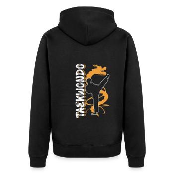 Taekwondo - Unisex Premium Bio Zip Hoodie - Schwarz - Hinten - Nico (187cm)