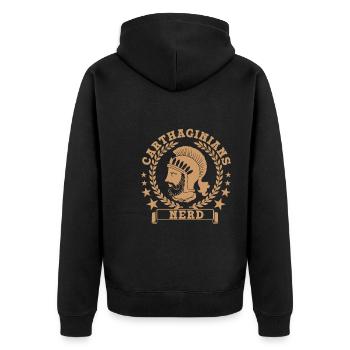 Karthager Nerd - Unisex Premium Bio Zip Hoodie - Schwarz - Hinten - Nico (187cm)