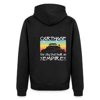 Karthago, die Stadt, die ein Imperium aufbaute - Unisex Premium Bio Zip Hoodie - Schwarz - Hinten - Nico (187cm)