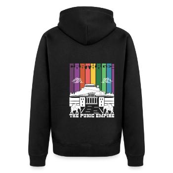 Karthago: Das Punische Reich - Unisex Premium Bio Zip Hoodie - Schwarz - Hinten - Nico (187cm)