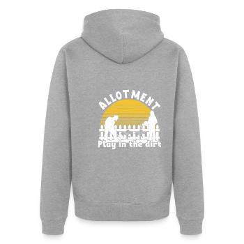 Schrebergarten Spielen im Dreck - Unisex Premium Bio Zip Hoodie - Grau meliert - Hinten - Nico (187cm)