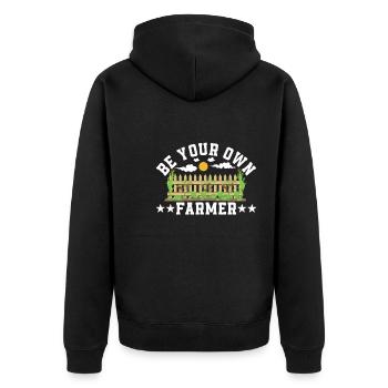 be your own farmer - Unisex Premium Organic Zip Hoodie - black - Back - Nico (187cm)
