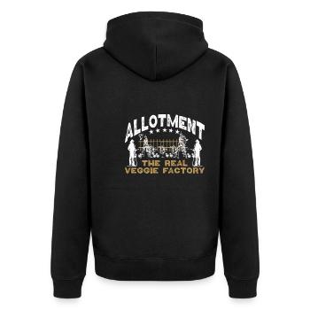 allotment The real veggie factory - Unisex Premium Organic Zip Hoodie - black - Back - Nico (187cm)