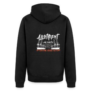 allotment The real veggie factory - Unisex Premium Organic Zip Hoodie - black - Back - Nico (187cm)