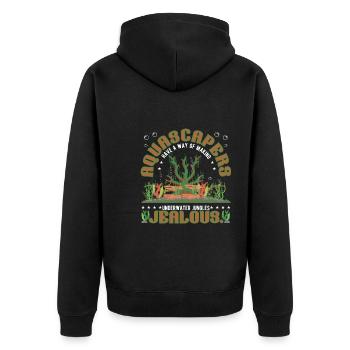 haben eine Art, Unterwasserdschungel neidisch zu machen - Unisex Premium Bio Zip Hoodie - Schwarz - Hinten - Nico (187cm)