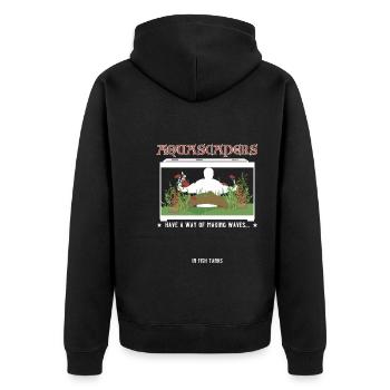 haben eine Art, Wellen zu schlagen... in Aquarien - Unisex Premium Bio Zip Hoodie - Schwarz - Hinten - Nico (187cm)