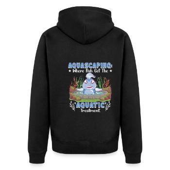 Wo Fische die "aquatische" Behandlung erhalten. - Unisex Premium Bio Zip Hoodie - Schwarz - Hinten - Nico (187cm)