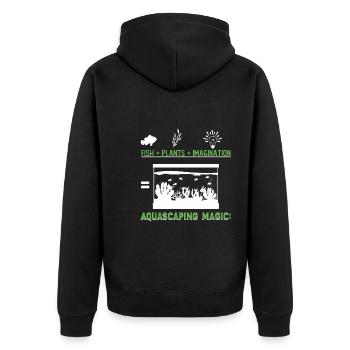 Fische + Pflanzen + Fantasie = Aquascaping-Magie! - Unisex Premium Bio Zip Hoodie - Schwarz - Hinten - Nico (187cm)