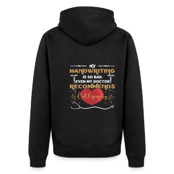 Même mon médecin me recommande la calligraphie - Veste à capuche bio Premium Unisexe - noir - Dos - Nico (187cm)