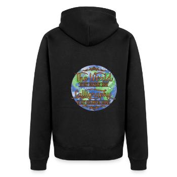 Le monde est ma toile, et la calligraphie est ma peinture - Veste à capuche bio Premium Unisexe - noir - Dos - Nico (187cm)