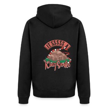 Es ist eine Königsnatter - Unisex Premium Bio Zip Hoodie - Schwarz - Hinten - Nico (187cm)
