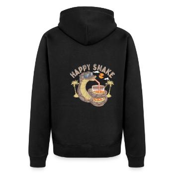 glückliche Schlange - Unisex Premium Bio Zip Hoodie - Schwarz - Hinten - Nico (187cm)
