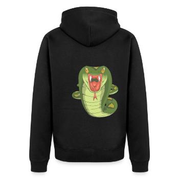 Schlange - Unisex Premium Bio Zip Hoodie - Schwarz - Hinten - Nico (187cm)
