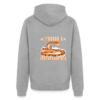 It'sssss a Kenyan Sand Boa - Unisex Premium Organic Zip Hoodie - heather grey - Back - Nico (187cm)